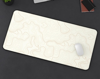 Topographic Line Pattern Desk Mat | Neutral Contour Mousepad