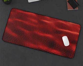 Red Carbon Wave Desk Mat | Textured Gaming Mousepad