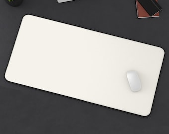 Minimalist Desk Mat, Cream Neoprene (Large, Non-Slip, Durable Edges)