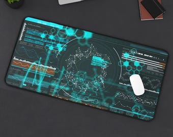 Futuristic Tech HUD Desk Mat | Cyber Circuit Gaming Mousepad