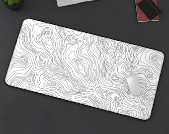 Topographic Line Pattern Desk Mat | Contour Map Desk Pad