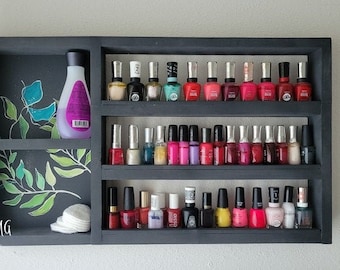 Nail Polish Stand/ Organizer/ Rack. Hand painted. Handmade. Bathroom organizer. Rack for Nail Polish. Custom made. Home decor