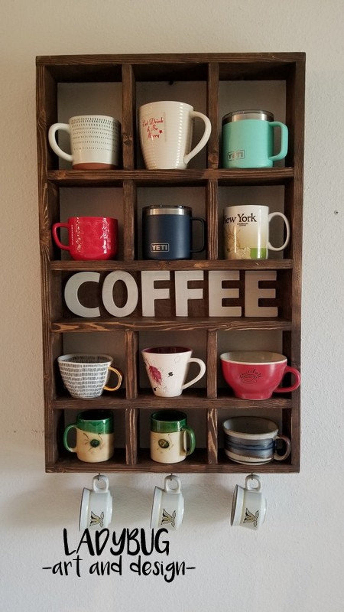 Wall Mounted Coffee/tea/mate Mugs Rack. Coffee Cup Holder. Tea Etsy
