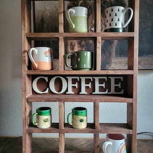 Wall Mounted Coffee/Tea/Mate Mugs Rack. Coffee Cup Holder. Tea Rack. Atorage for coffe mugs. Cubby Hole Rack. Mugs/Cups display. Mate storag