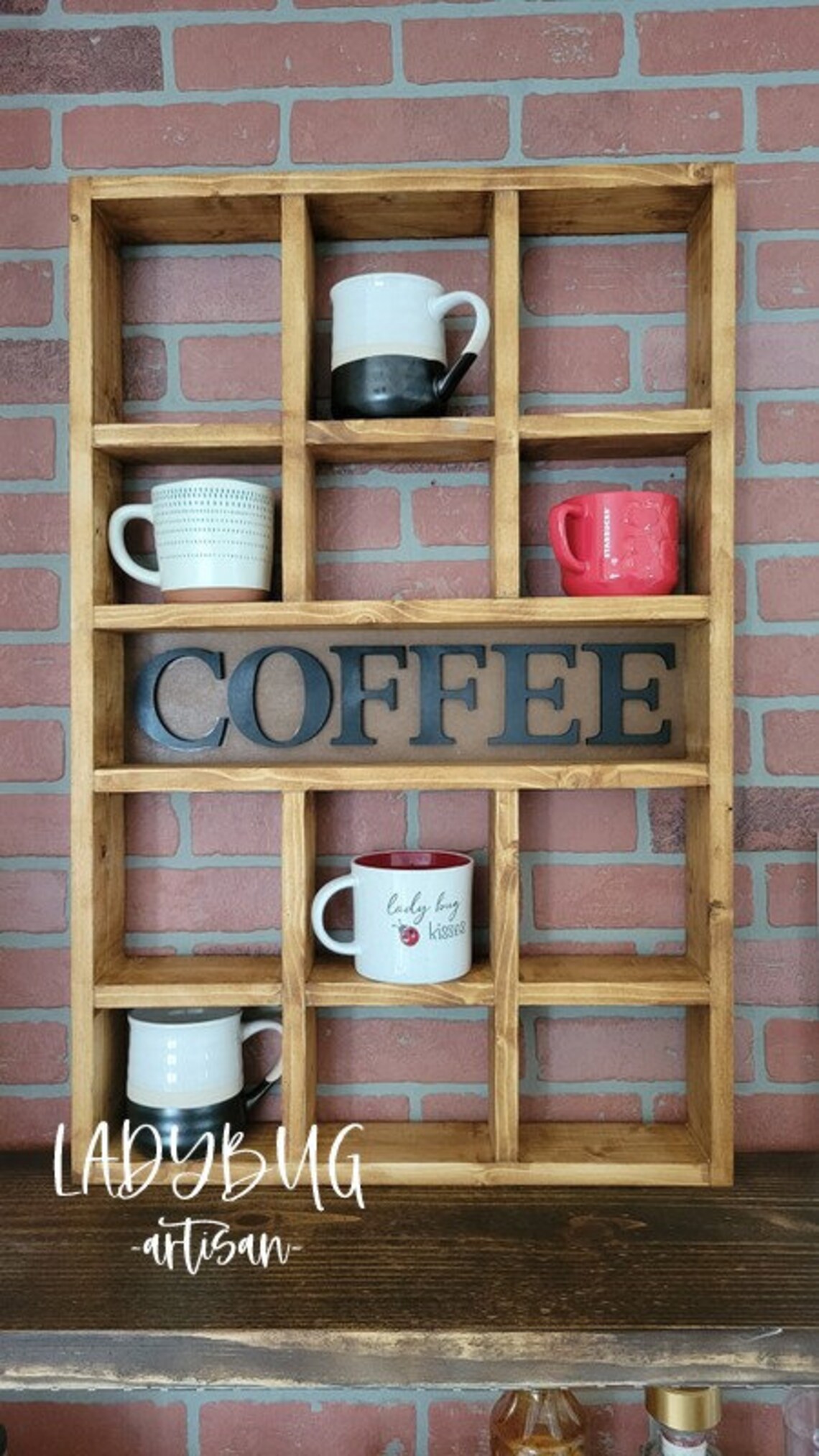 Wall-mounted Coffee/tea/mate Mugs Rack. Coffee Cup Holder. Tea Rack ...