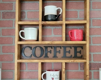 Wall Mounted Coffee/Tea/Mate Mugs Rack. Coffee Cup Holder. Tea Rack. Atorage for coffe mugs. Cubby Hole Rack. Mugs/Cups display. Mate storag