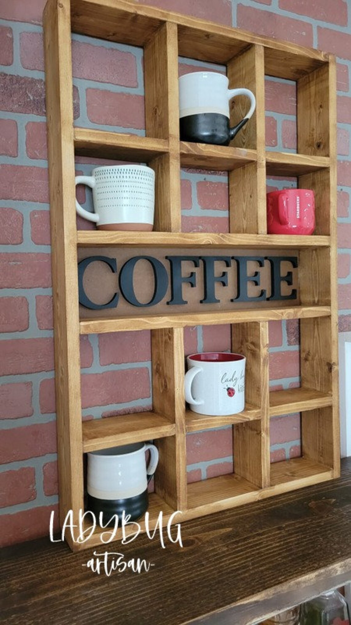 Wall-mounted Coffee/tea/mate Mugs Rack. Coffee Cup Holder. Tea Rack ...