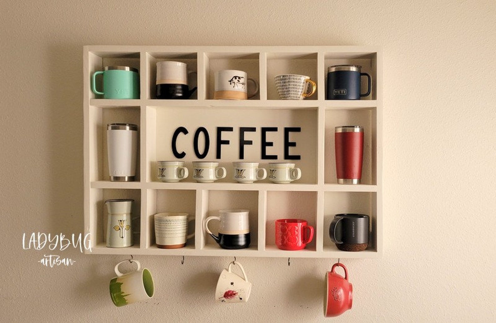 Wall Mounted Coffee/tea/mate Mugs Rack. Coffee Cup Holder. Tea Rack ...