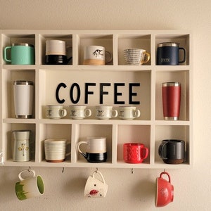 Wall Mounted Coffee/Tea/Mate Mugs Rack. Coffee Cup Holder. Tea Rack. Storage for coffe mugs. Cubby Hole Rack. Mugs/Cups display. Mate storag