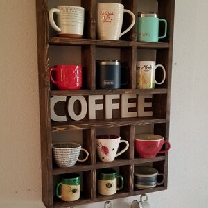Wall Mounted Coffee/tea/mate Mugs Rack. Coffee Cup Holder. Tea Rack ...