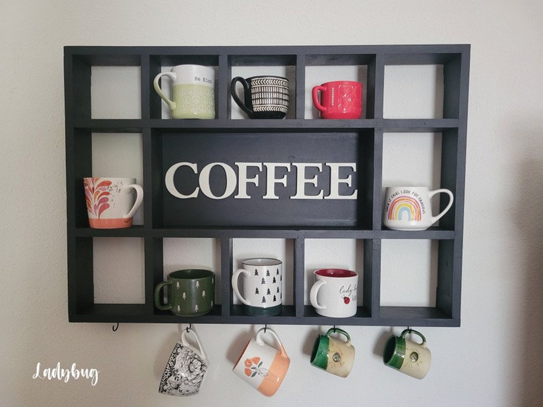 Wall Mounted Coffee/tea/mate Mugs Rack. Coffee Cup Holder. Tea Rack ...