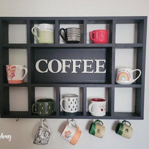 Wall Mounted Coffee/Tea/Mate Mugs Rack. Coffee Cup Holder. Tea Rack. Storage for coffe mugs. Cubby Hole Rack. Mugs/Cups display. Mate storag