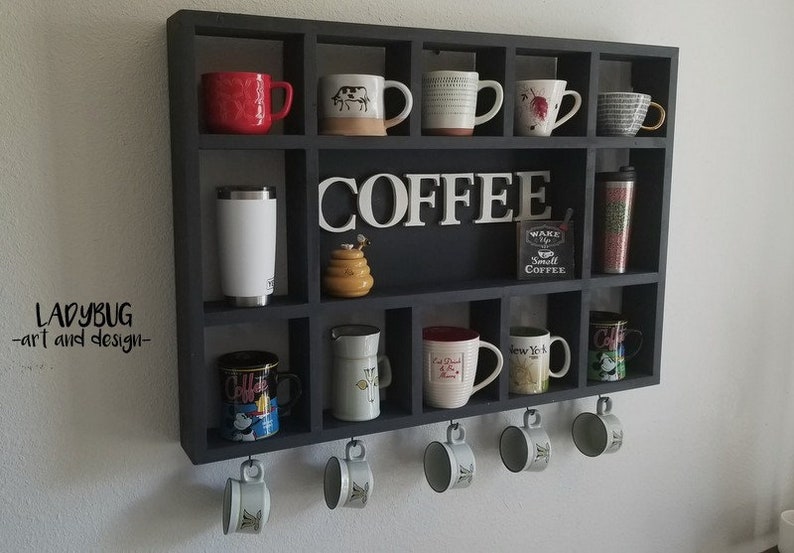 Wall Mounted Coffee/tea/mate Mugs Rack. Coffee Cup Holder. Tea Etsy