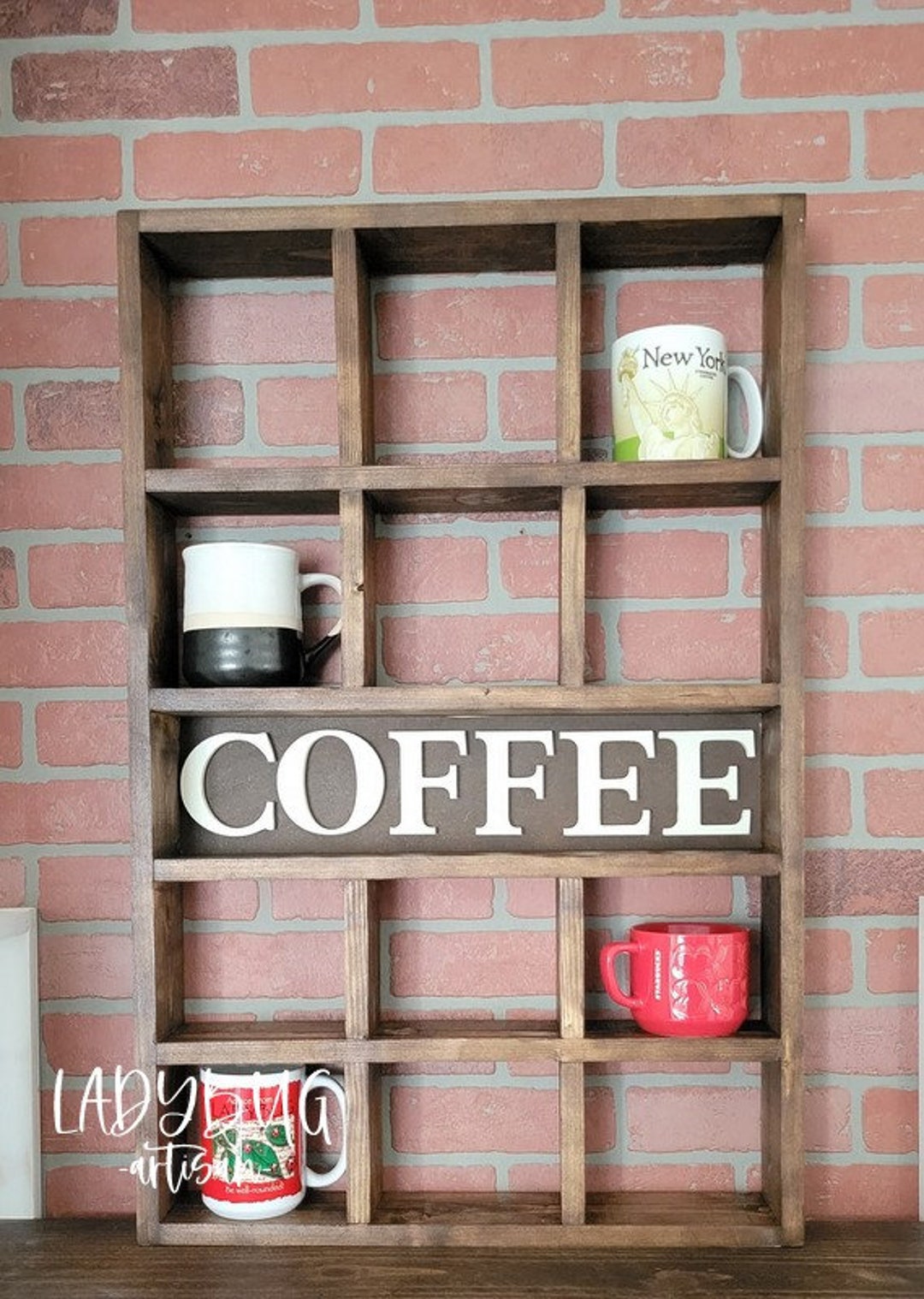Wall Mounted Coffee/tea/mate Mugs Rack. Coffee Cup Holder. Tea Rack ...