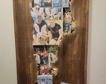 Personalized Photo Map on Wood – Custom Handmade Collage Gift