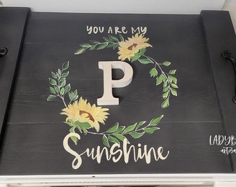 Rustic Farmhouse Stove top cover. Stove top board. Noodle board. Rustic kitchen stove cover. You are my sunshine.