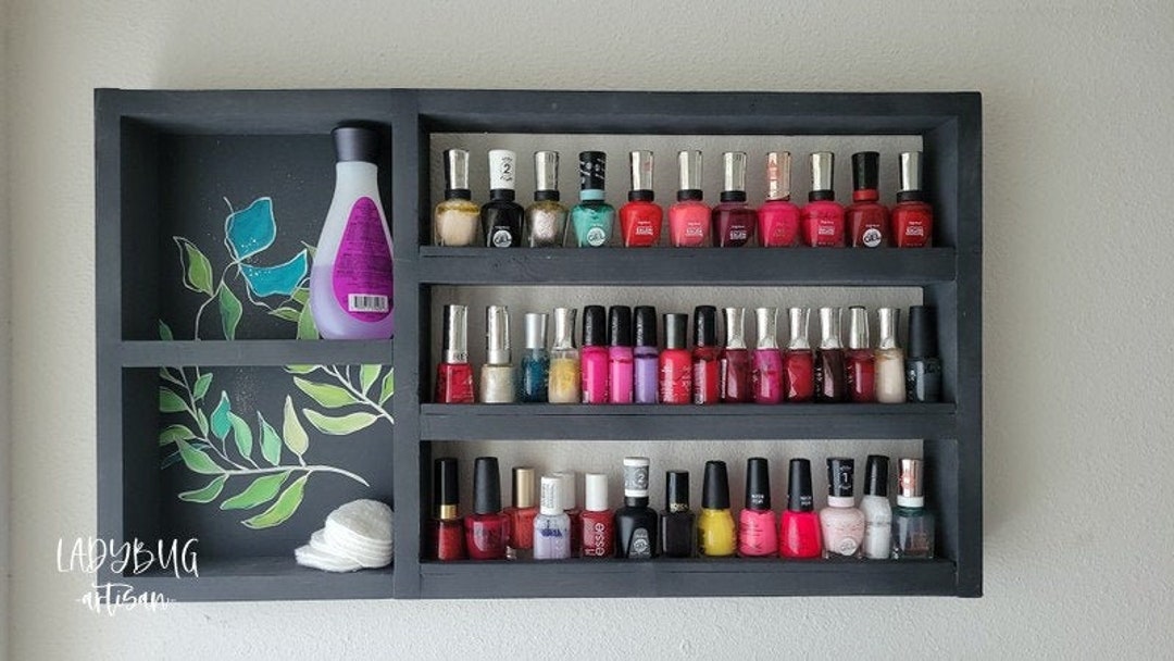 Nail Polish Stand/ Organizer/ Rack. Hand Painted. Handmade. Bathroom Organizer. Rack for Nail