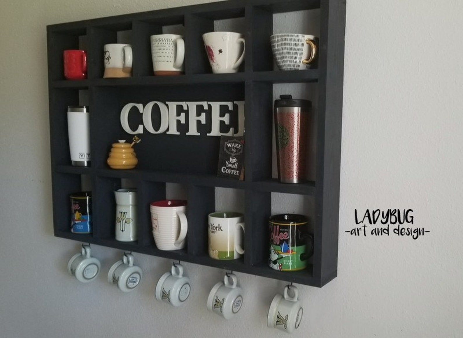 Wall Mounted Coffee/tea/mate Mugs Rack. Coffee Cup Holder. Tea Rack ...