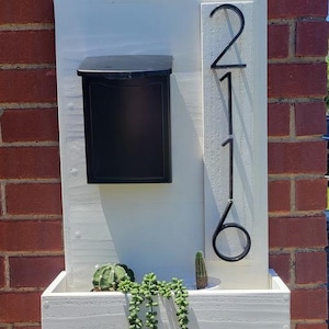 Rustic Address sign with planter box and Mailbox. Wood address sign. Address panel. House wood sign. Address box.