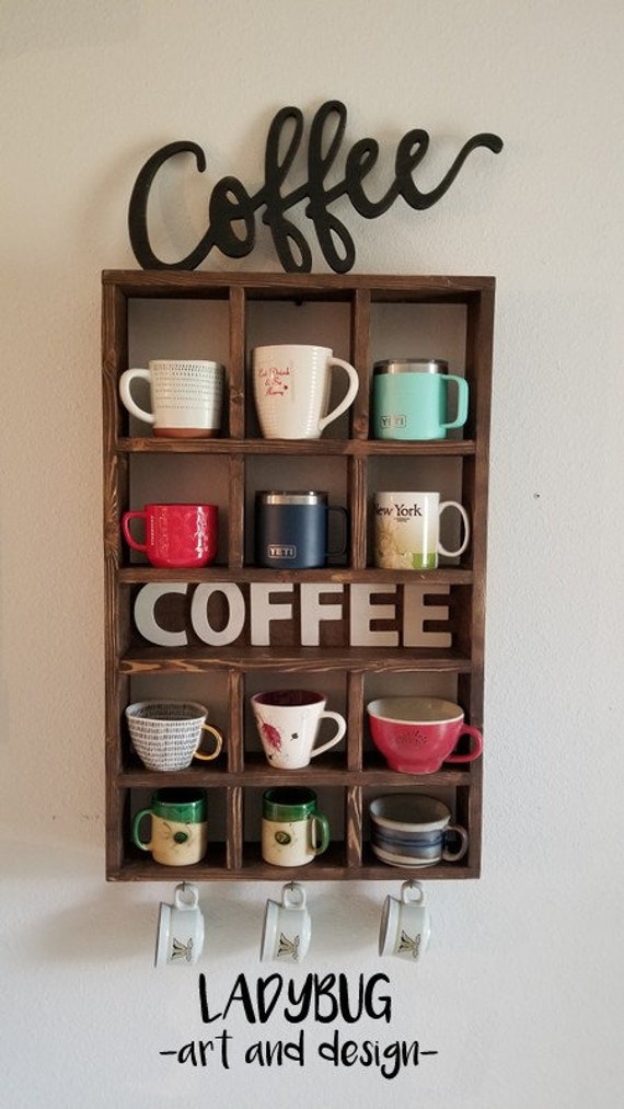 Tea Cup and Saucer Wood Wall Hanging Display Rack Coffee Mug -  in 2023
