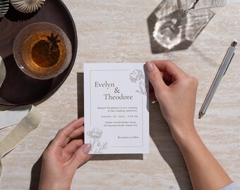 Editable Boho Wedding Invitation Template Bundle | Canva Minimalist Wedding Suite | Printable 5x7 A5