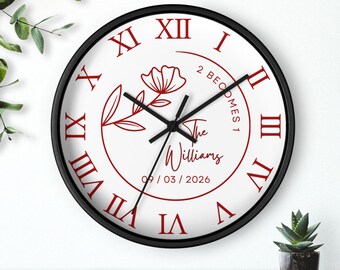 Personalized Wedding Wall Clock | Custom Couple Names & Date Clock | Anniversary Gift | Newlywed Home Decor