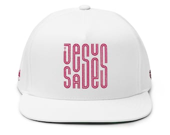 Jesus Saves Embroidered Snapback Hat | Christian Flat Bill Cap | Faith Streetwear | Christian Gift