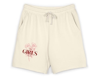 The Girls Club Women's Fleece Shorts | Cozy Lounge Shorts | Feminine Floral Sweat Shorts | Cute Everyday Athleisure