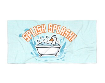 Splish Splash Duck Bathtub Beach Towel | Cute Bathing Duck Design