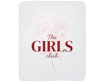 The Girls Club Floral Velveteen Blanket | Cozy Pink Throw Blanket | Feminine Dorm Decor | Soft Gift for Her