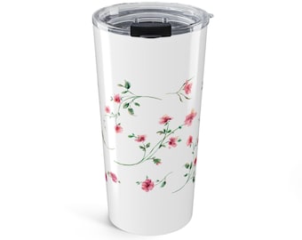 Pink Floral Vines Tumbler | 20oz Stainless Travel Cup