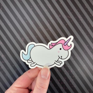 Mister Sparkle Butt Unicorn Weatherproof Sticker/ Stickers/ Magical Adorable Cute Fat Horse/ Majestic Little Pony Rainbow/ Vinyl Decal