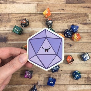 D20 Dice Weatherproof Sticker, Die Stickers, Cute DnD, MTG Happens Here/ D&D RPG DM/ TableTop Game Magic/ Dungeons and Dragons