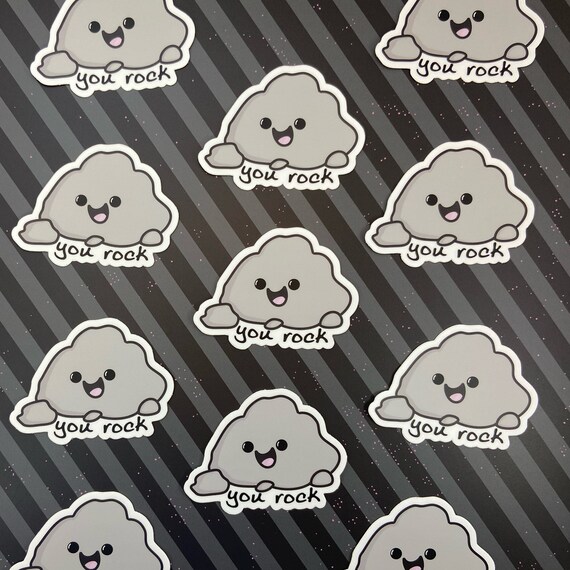 you rock weather proof sticker awesome pebble stickers etsy