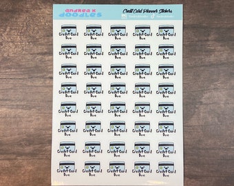 Credit Card Reminder Planner Sticker Sheet. Calendar Bullet Journal. Planning Stickers. Stationery. Cute Funny Adorable Kawaii Faces Bills