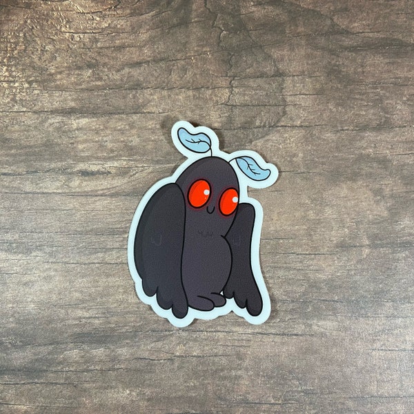 Mothman WEATHER PROOF Stickers, Kawaii Stickers, Adorable Cute Cryptid, Spooky Moth Man, Point Pleasant Fallout, Believe, X-files, WV