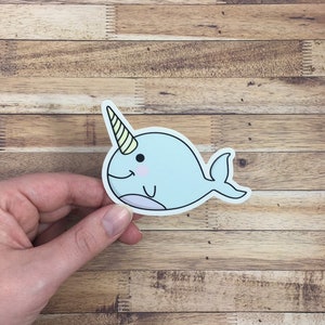 Narwhal Weatherproof Sticker/ Cute Whale Stickers/ Funny Unicorn/ Magic Sea/ Laptop/ Car Bumper Sticker/ Vinyl/ Stationery/ Tumbler