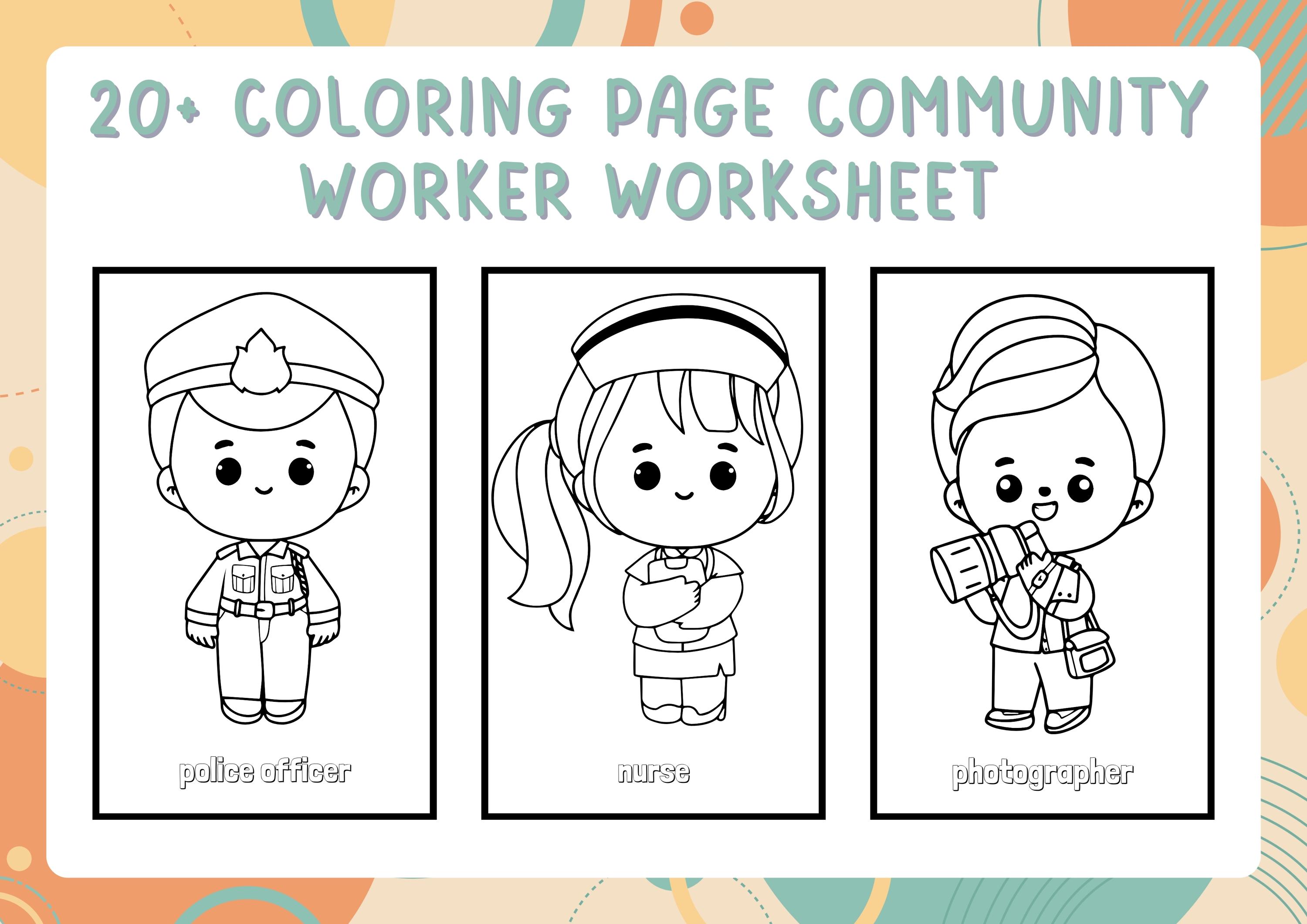 20+ Community Helpers Coloring Pages, Kids Learning Activity (digital ...