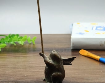 Pure copper vintage mini Rabbit incense burner / home decor ornament