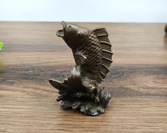 Pure copper vintage carp figurine/home desktop decoration