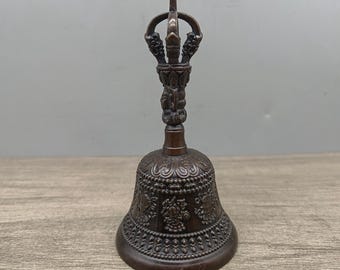 Vintage pure copper vajra bell ritual implement - home desktop craft ornament