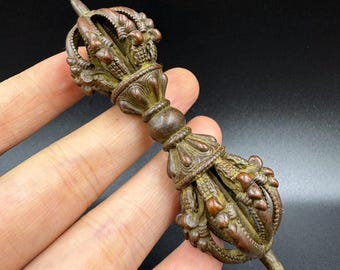 Vintage pure copper vajra ritual implement - Home desktop craft ornament