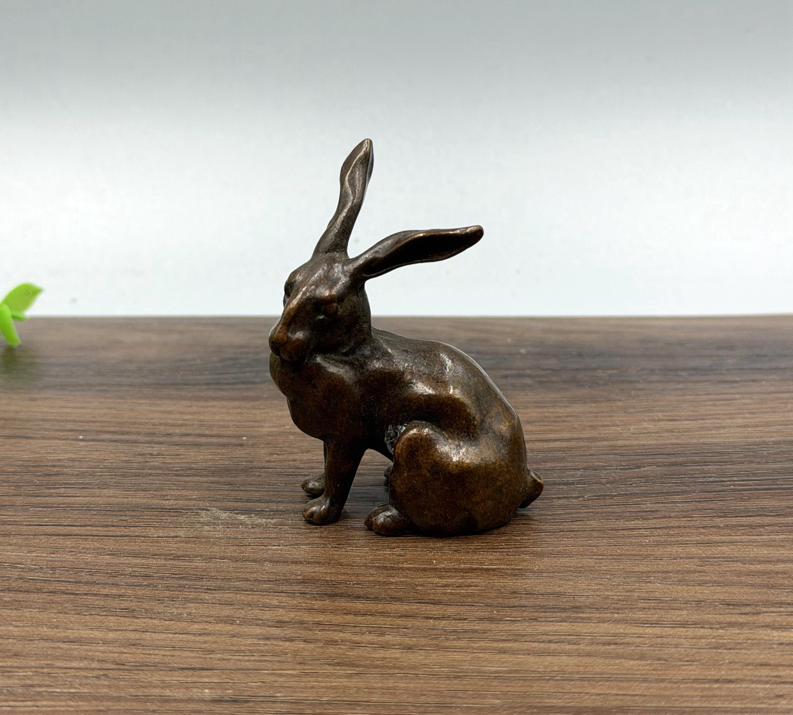 Copper The Rabbit Antique-style Pure Copper Rabbit Figurine Suitable as a Home Desktop ...