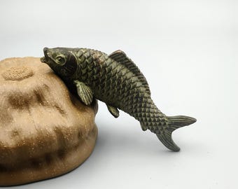 Pure copper vintage carp figurine/home desktop decoration