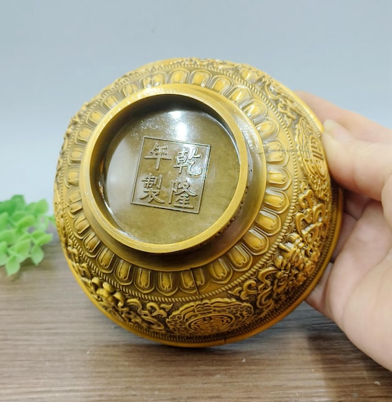 Pure Copper Retro Auspicious Eight Treasures Longevity Bowl