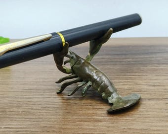 Pure copper vintage Lobster pen holder figurine/home desktop decoration