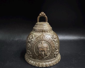 Pure Copper Retro Buddha's head Ringing Bell /home  decoration Hanging Bells, Wind Chimes