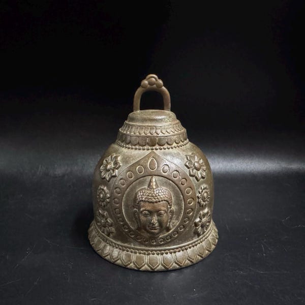 Pure Copper Retro Buddha's head Ringing Bell /home  decoration Hanging Bells, Wind Chimes