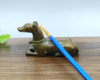 Pure copper vintage   Dog  Pen Holder figurine/home desktop decoration
