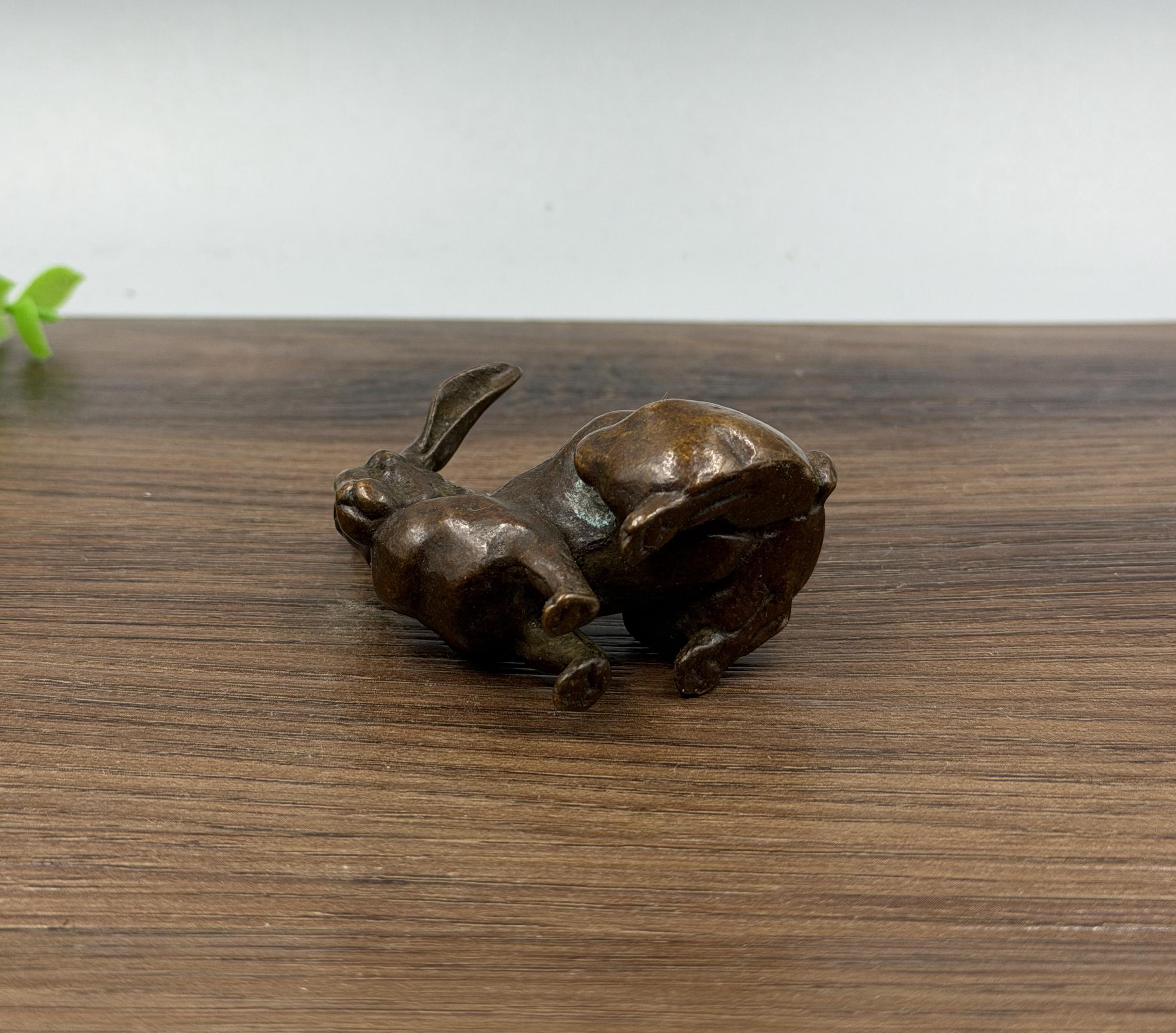 Copper Booted Rabbit Antique-style Pure Copper Rabbit Figurine Suitable as a Home Desktop ...